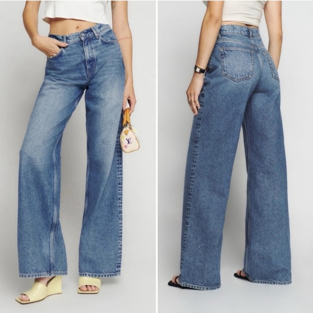 Reformation Cary Crop Vintage Wash Wide Leg Jeans